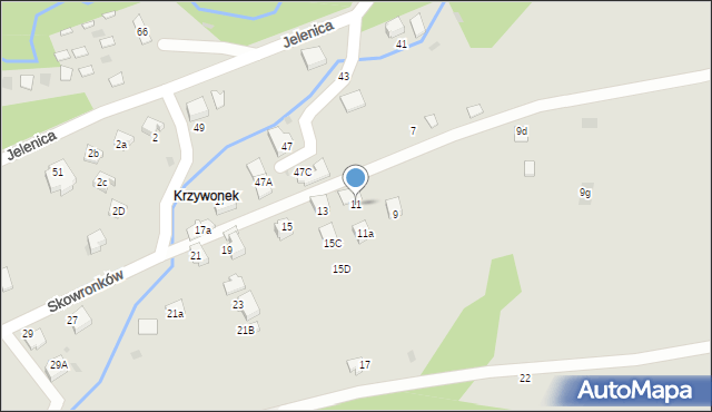 Ustroń, Skowronków, 11, mapa Ustroń