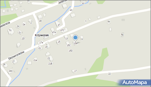 Ustroń, Skowronków, 11a, mapa Ustroń