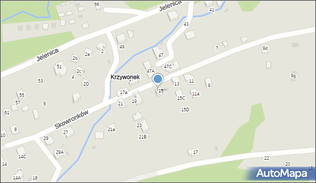 Ustroń, Skowronków, 15A, mapa Ustroń