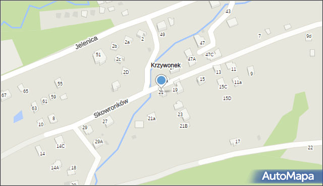 Ustroń, Skowronków, 21, mapa Ustroń