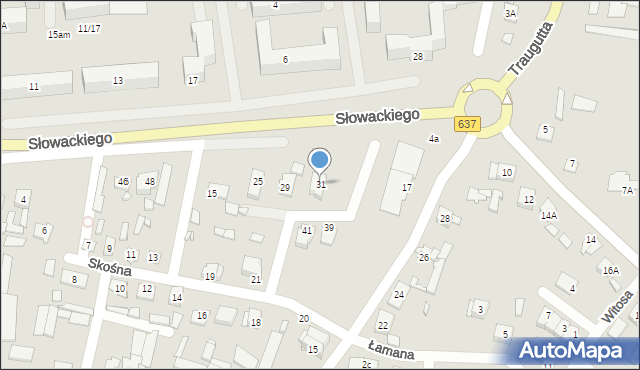 Węgrów, Skośna, 31, mapa Węgrów