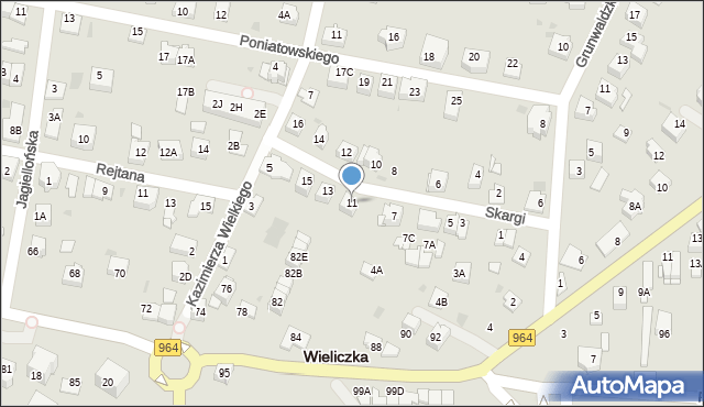 Wieliczka, Skargi Piotra, ks., 11, mapa Wieliczka