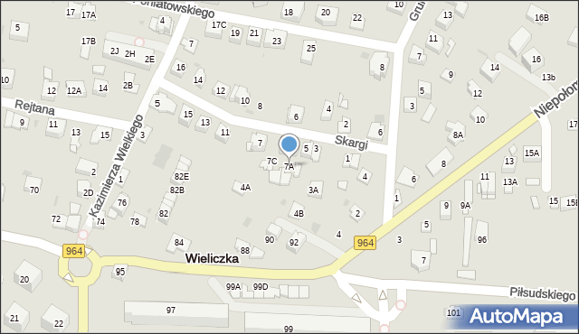 Wieliczka, Skargi Piotra, ks., 7A, mapa Wieliczka