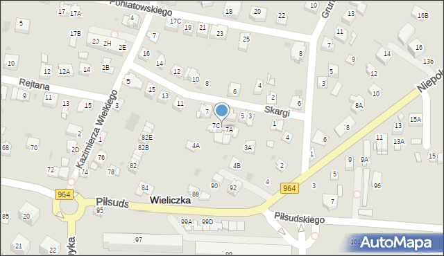 Wieliczka, Skargi Piotra, ks., 7B, mapa Wieliczka