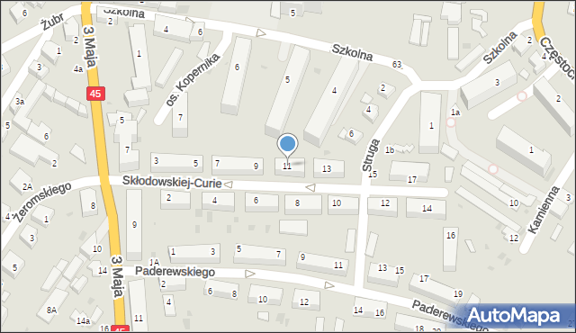 Wieluń, Skłodowskiej-Curie Marii, 11, mapa Wieluń