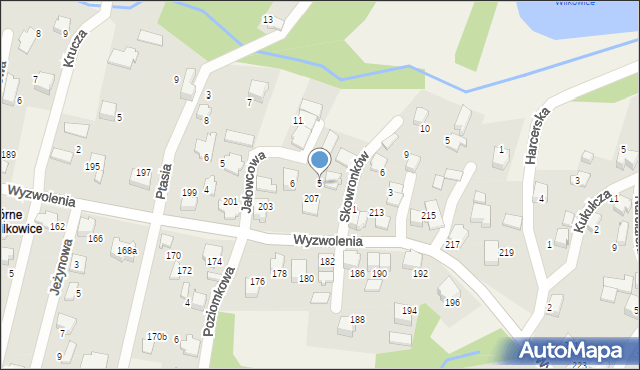 Wilkowice, Skowronków, 5, mapa Wilkowice