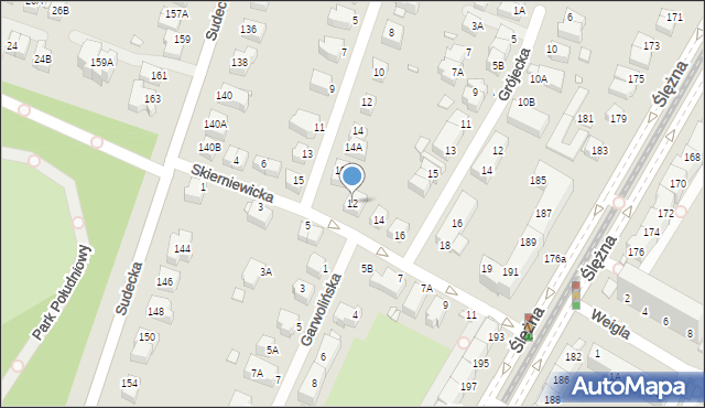 Wrocław, Skierniewicka, 12, mapa Wrocławia