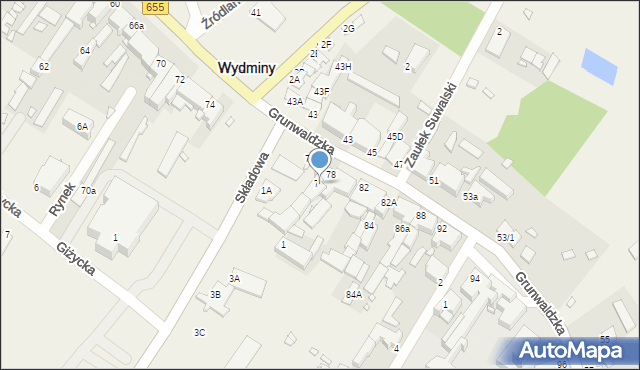 Wydminy, Składowa, 78A, mapa Wydminy