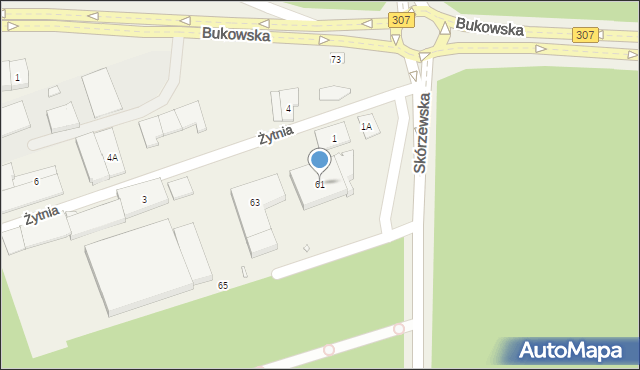 Wysogotowo, Skórzewska, 61, mapa Wysogotowo