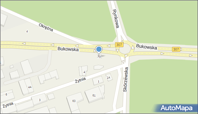 Wysogotowo, Skórzewska, 73, mapa Wysogotowo