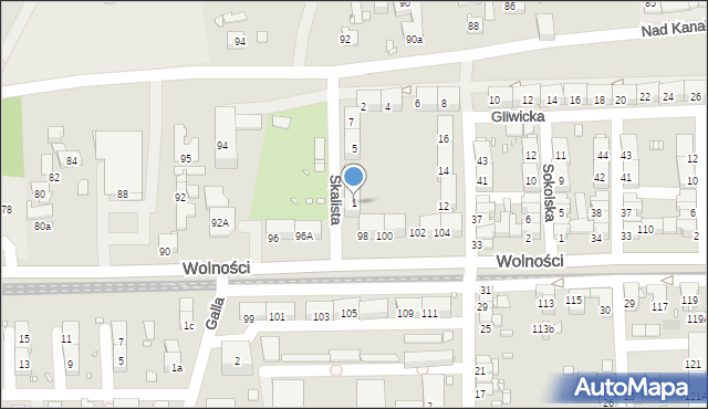 Zabrze, Skalista, 1, mapa Zabrza