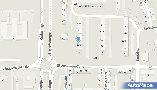 Zabrze, Skłodowskiej-Curie Marii, 16A, mapa Zabrza