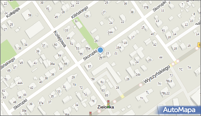 Zielonka, Skorupki Ignacego Jana, ks., 25, mapa Zielonka