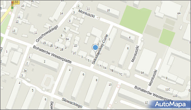 Złotów, Skłodowskiej-Curie Marii, 1, mapa Złotów