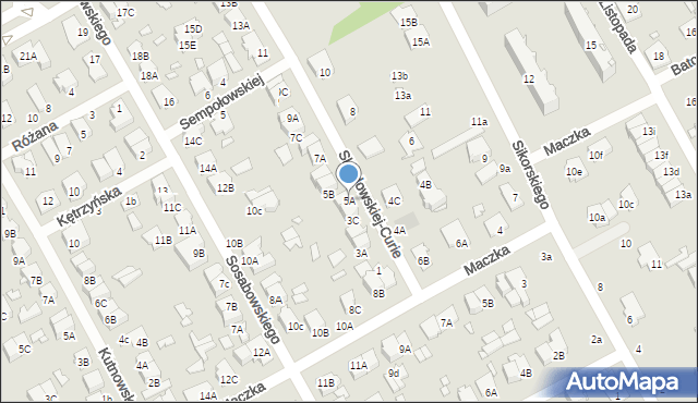 Żyrardów, Skłodowskiej-Curie Marii, 5A, mapa Żyrardów