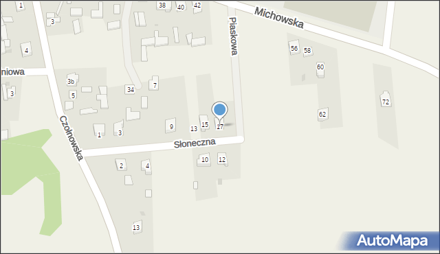 Baranów, Słoneczna, 17, mapa Baranów