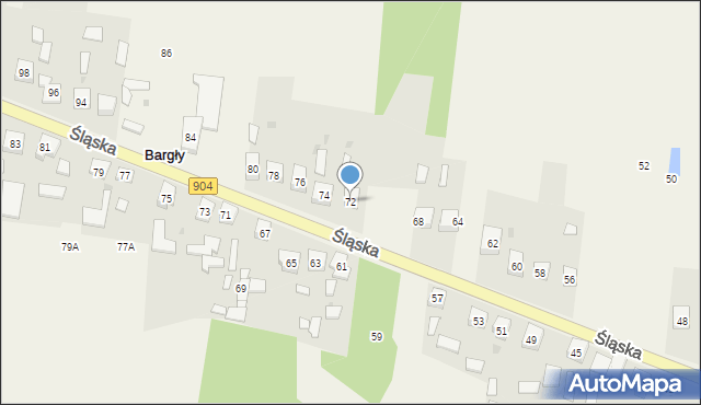 Bargły, Śląska, 72, mapa Bargły