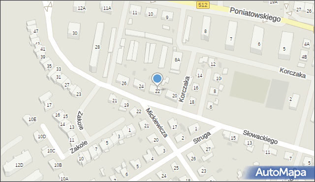 Bartoszyce, Słowackiego Juliusza, 22, mapa Bartoszyce