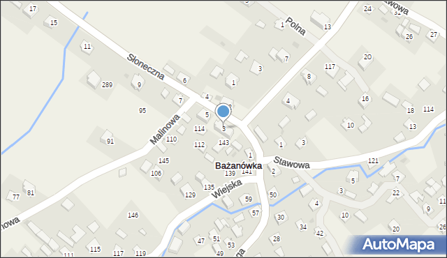 Bażanówka, Słoneczna, 3, mapa Bażanówka