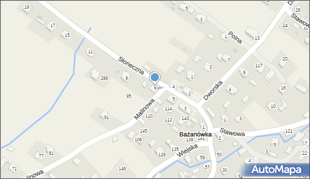 Bażanówka, Słoneczna, 7, mapa Bażanówka