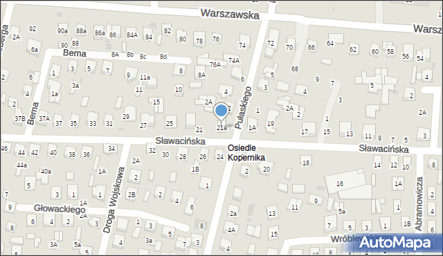 Biała Podlaska, Sławacińska, 21a, mapa Białej Podlaskiej