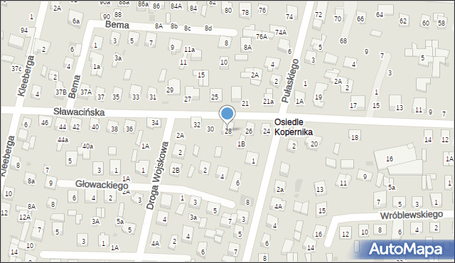 Biała Podlaska, Sławacińska, 28, mapa Białej Podlaskiej