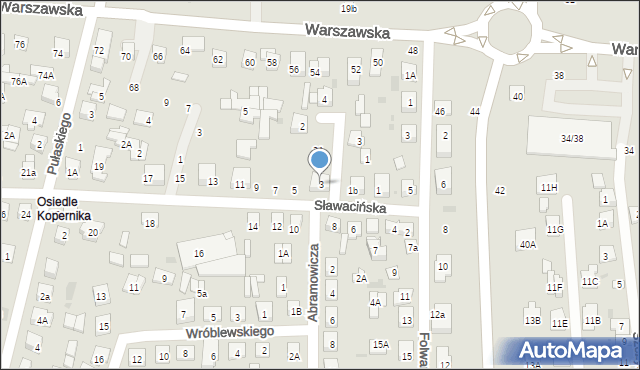 Biała Podlaska, Sławacińska, 3, mapa Białej Podlaskiej