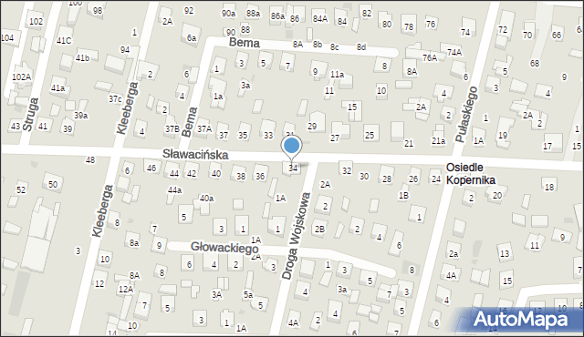 Biała Podlaska, Sławacińska, 34, mapa Białej Podlaskiej