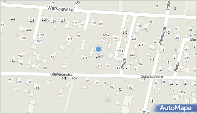 Biała Podlaska, Sławacińska, 47a, mapa Białej Podlaskiej