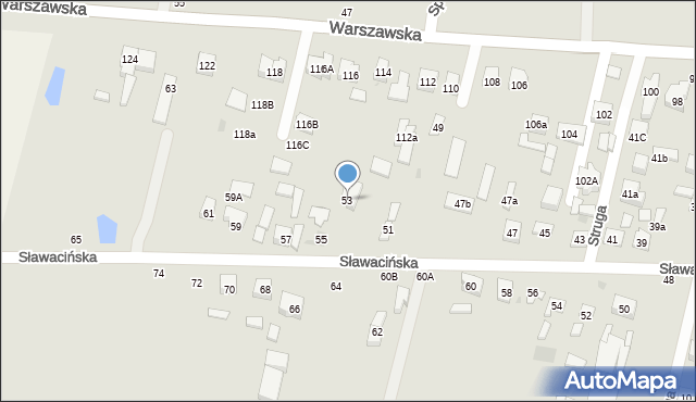 Biała Podlaska, Sławacińska, 53, mapa Białej Podlaskiej