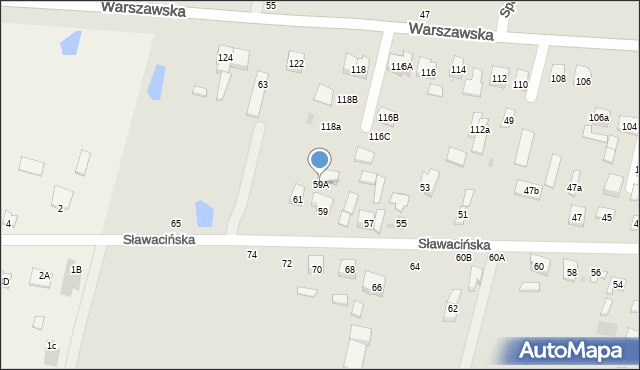 Biała Podlaska, Sławacińska, 59A, mapa Białej Podlaskiej