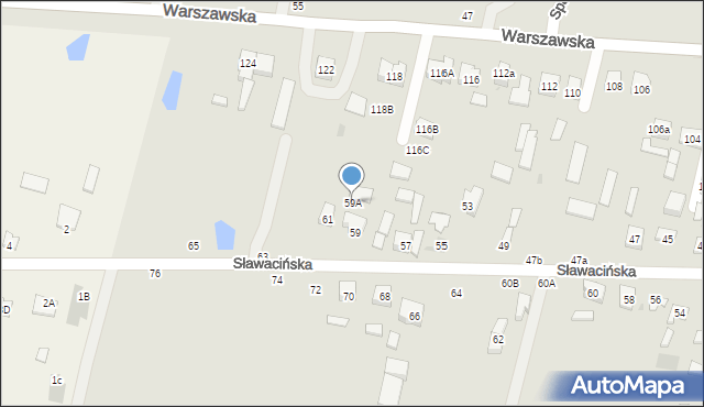 Biała Podlaska, Sławacińska, 59A, mapa Białej Podlaskiej