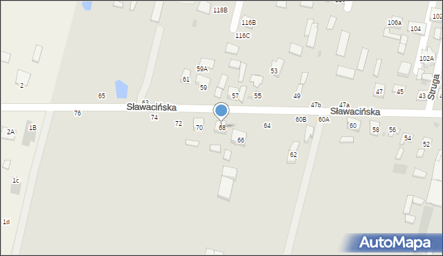 Biała Podlaska, Sławacińska, 68, mapa Białej Podlaskiej