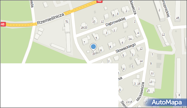 Białobrzegi, Słowackiego Juliusza, 10, mapa Białobrzegi