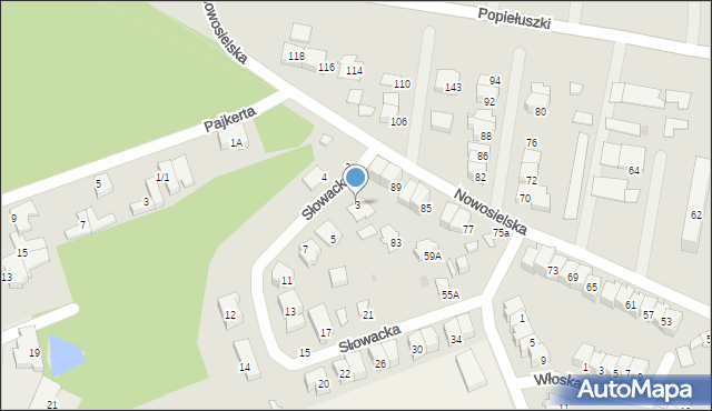 Białystok, Słowacka, 3, mapa Białegostoku