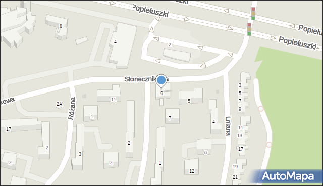 Białystok, Słonecznikowa, 9, mapa Białegostoku