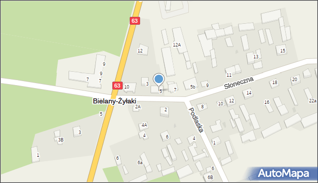 Bielany-Żyłaki, Słoneczna, 5A, mapa Bielany-Żyłaki