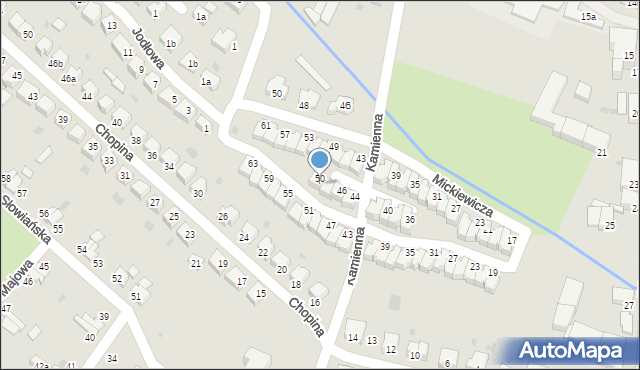Bielawa, Słowackiego Juliusza, 50, mapa Bielawa