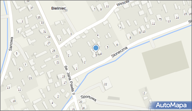 Bieliniec, Słoneczna, 3, mapa Bieliniec