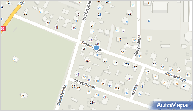 Bielsk Podlaski, Słowackiego Juliusza, 33, mapa Bielsk Podlaski