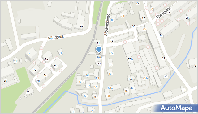 Bielsko-Biała, Słowackiego Juliusza, 67a, mapa Bielsko-Białej