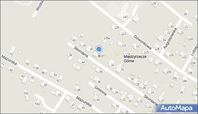 Bielsko-Biała, Słomiana, 38, mapa Bielsko-Białej