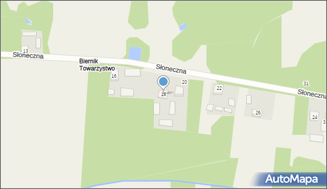 Biernik, Słoneczna, 18, mapa Biernik