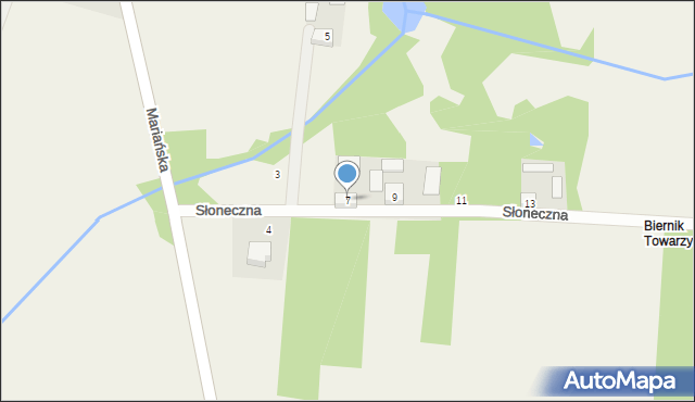 Biernik, Słoneczna, 7, mapa Biernik