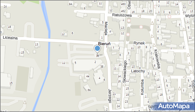 Bieruń, Słowackiego Juliusza, 36, mapa Bieruń