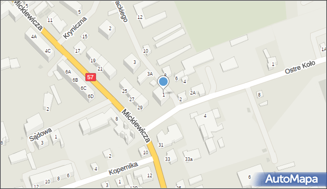 Biskupiec, Słowackiego Juliusza, 1, mapa Biskupiec