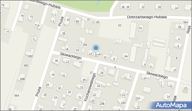 Blizne Jasińskiego, Słowackiego Juliusza, 12, mapa Blizne Jasińskiego