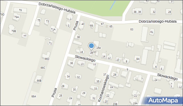 Blizne Jasińskiego, Słowackiego Juliusza, 16, mapa Blizne Jasińskiego