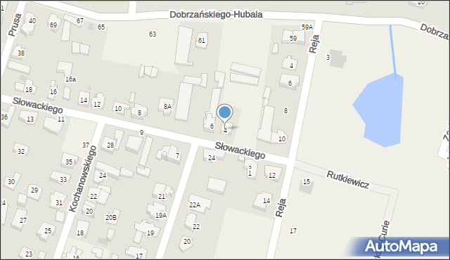 Blizne Jasińskiego, Słowackiego Juliusza, 4, mapa Blizne Jasińskiego