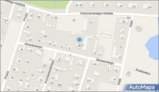 Blizne Jasińskiego, Słowackiego Juliusza, 8A, mapa Blizne Jasińskiego